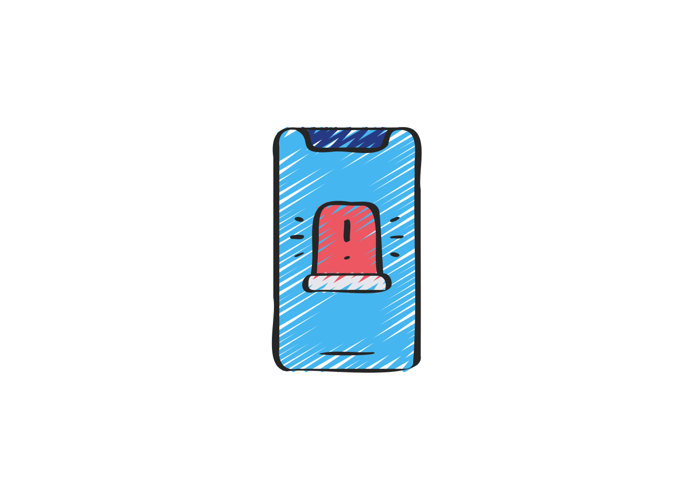 A mobile phone with an alert icon in it, representing an alert when an app rejection happens