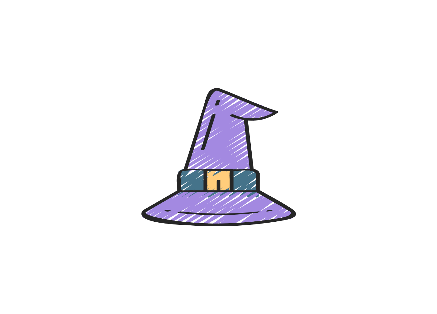 A purple wizard hat, representing how easy it is to set things up — like magic!